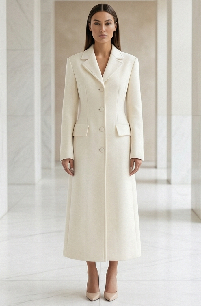 Snatch Waist Ivory Coat