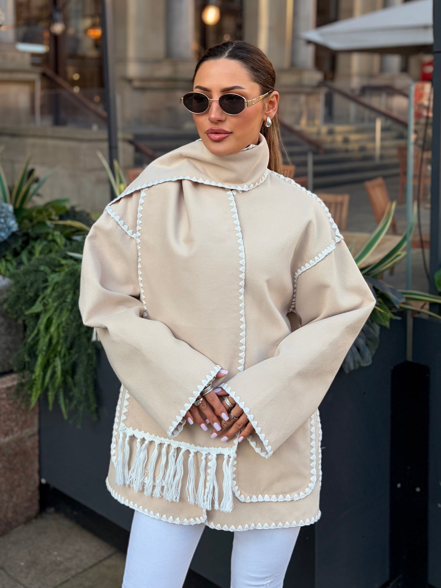 Èlan Fringe Scarf Jacket