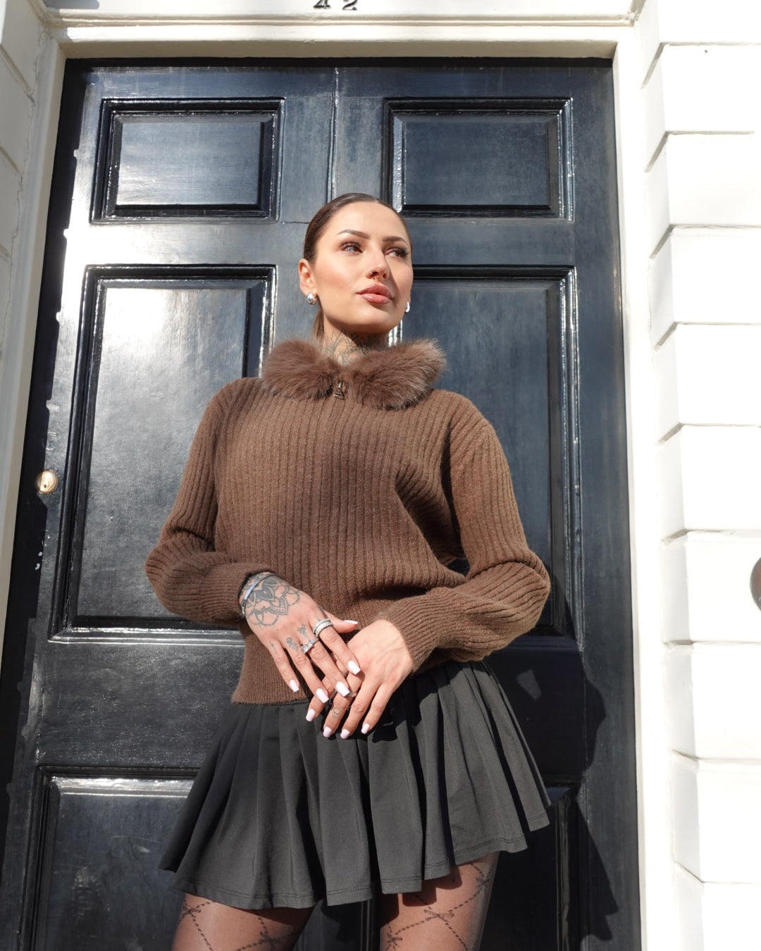 Mayfair Luxe Fur Collar Cardigan