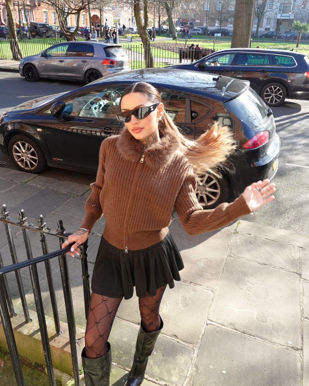 Mayfair Luxe Fur Collar Cardigan