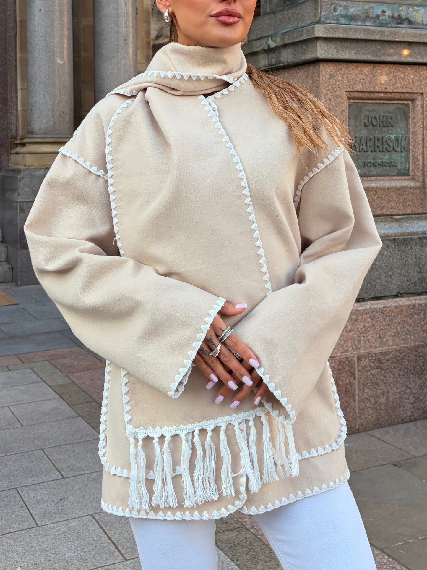 Èlan Fringe Scarf Jacket