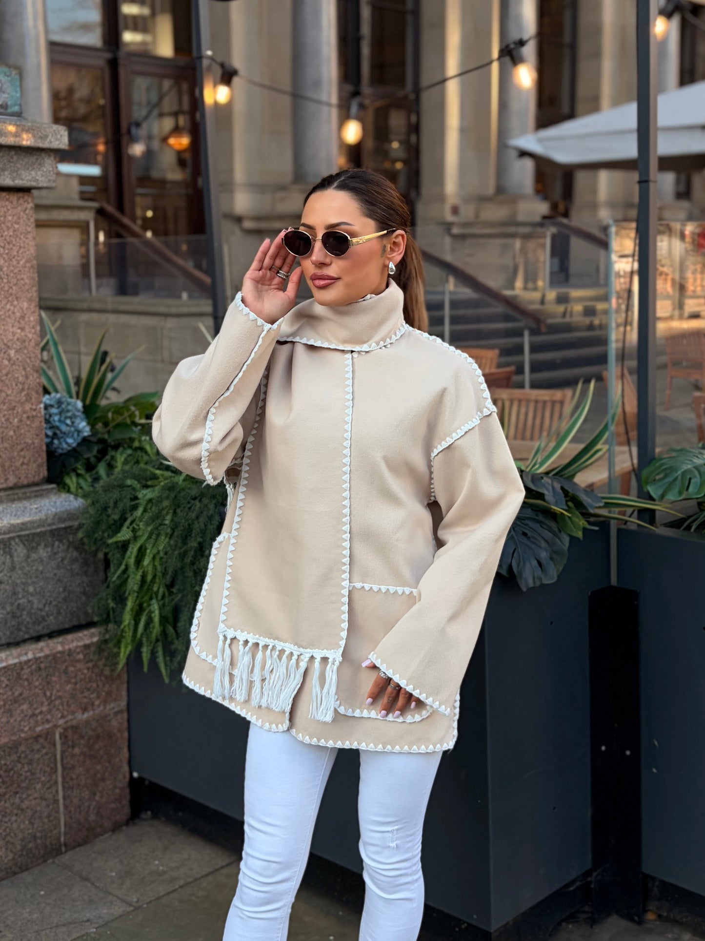 Èlan Fringe Scarf Jacket